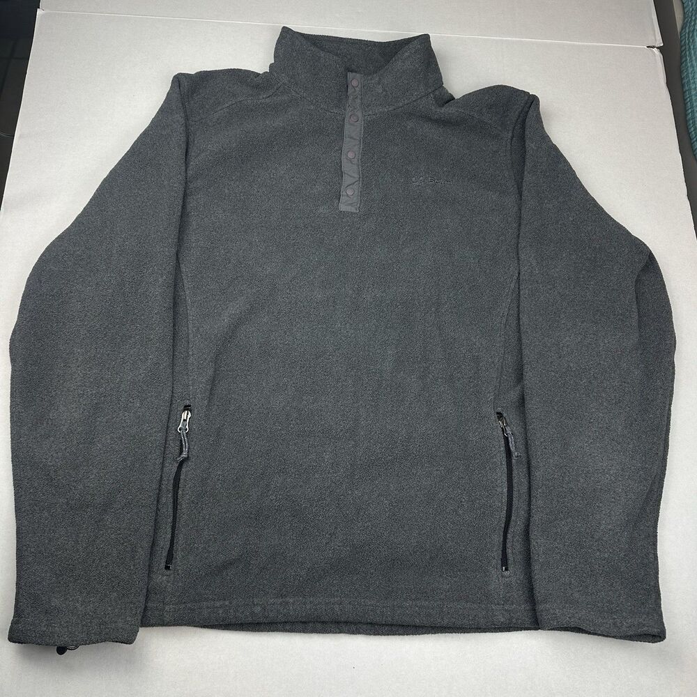 LL Bean Quarter Snap Thick Fleece Pullover Sweater Gray Polartec Size XXL Tall - Picture 2 of 11